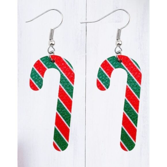 ☀️3/$12☀️ Candy Cane Earrings - Picture 1 of 4